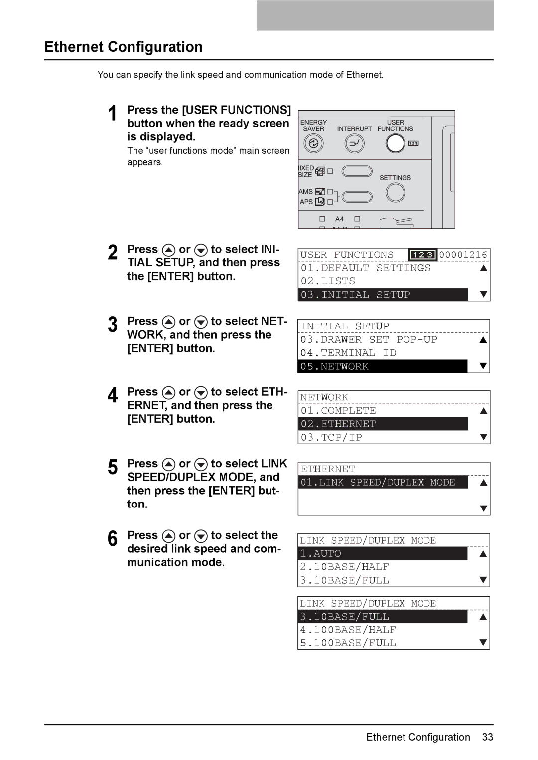 Toshiba GA-1190 setup guide Ethernet Configuration 