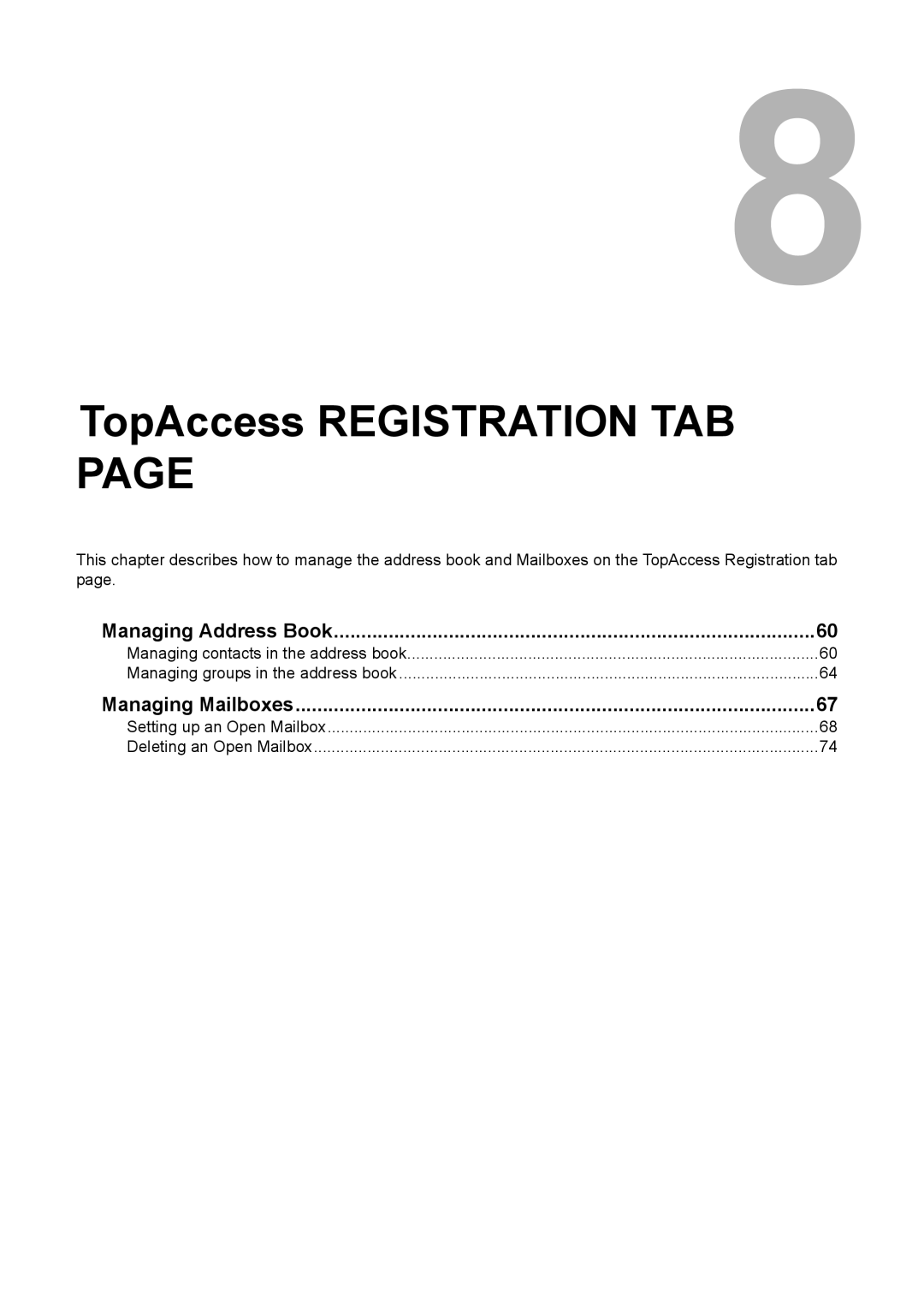 Toshiba GA-1190 setup guide Managing Address Book, Managing Mailboxes 