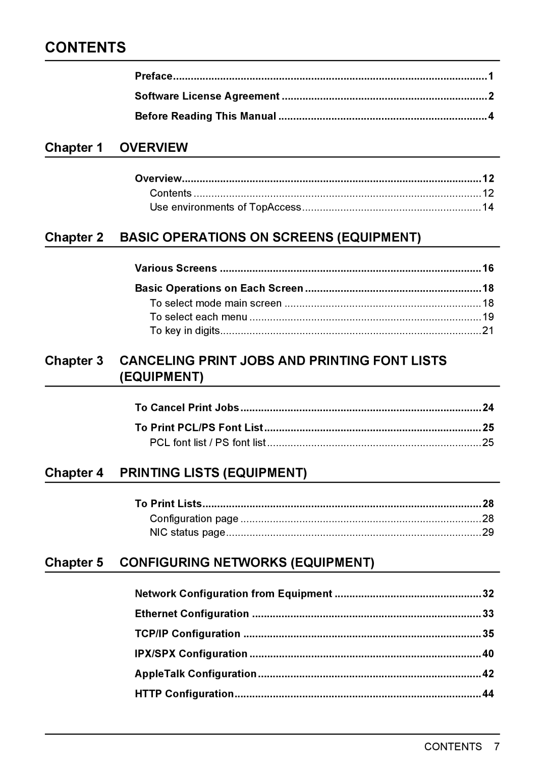 Toshiba GA-1190 setup guide Contents 