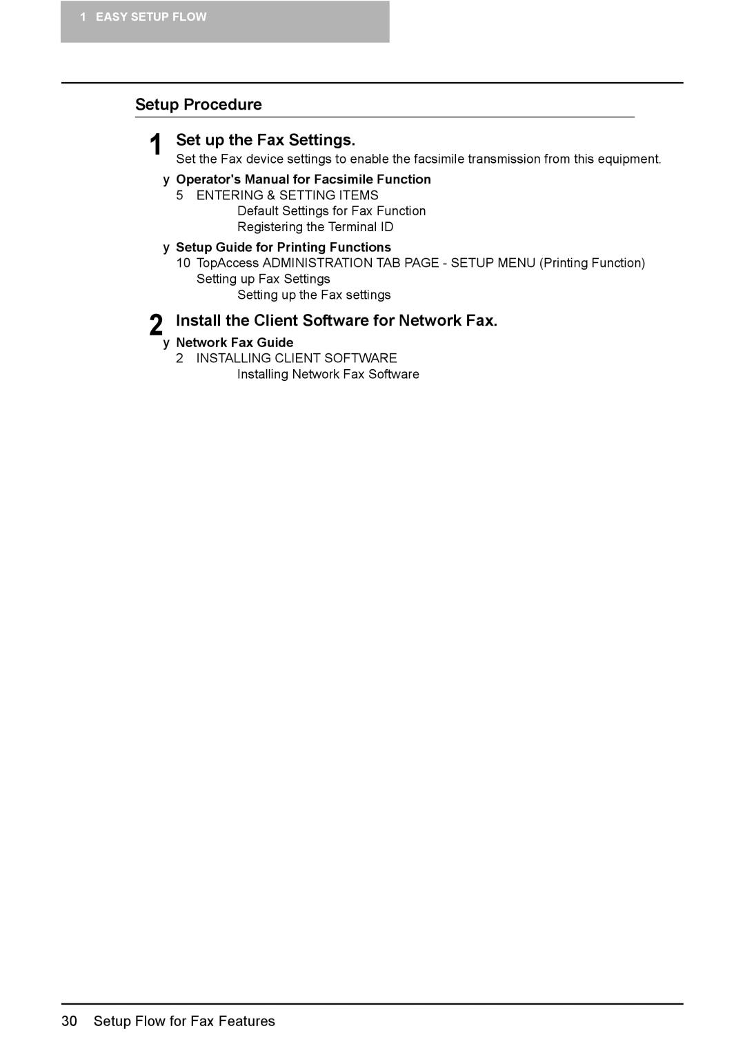 Toshiba GA-1190 manual Setup Procedure Set up the Fax Settings, Install the Client Software for Network Fax 