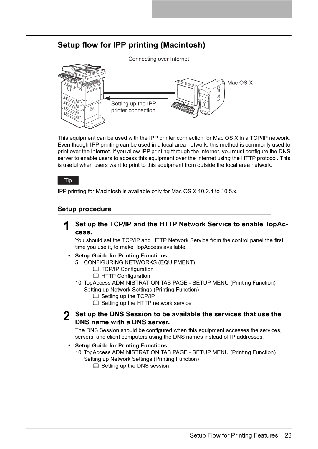 Toshiba GA-1191 manual Setup flow for IPP printing Macintosh 