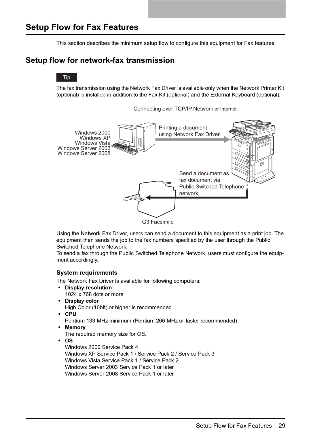 Toshiba GA-1191 manual Setup Flow for Fax Features, Setup flow for network-fax transmission 