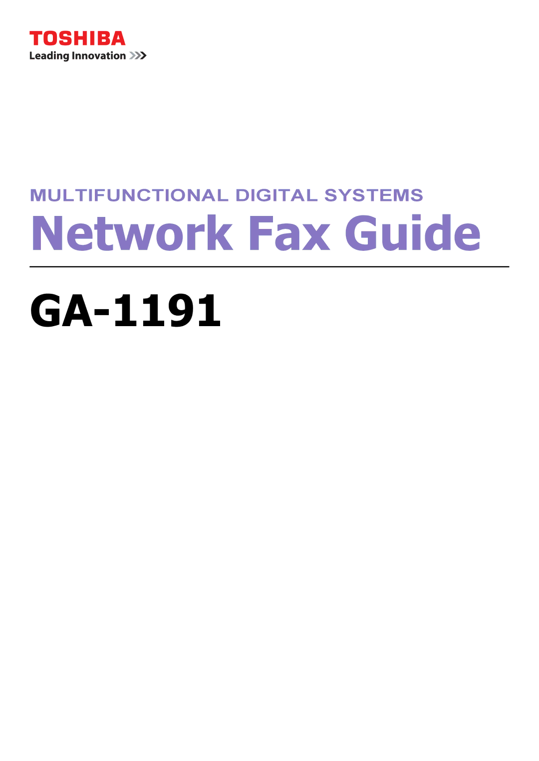 Toshiba GA-1191 manual Network Fax Guide 