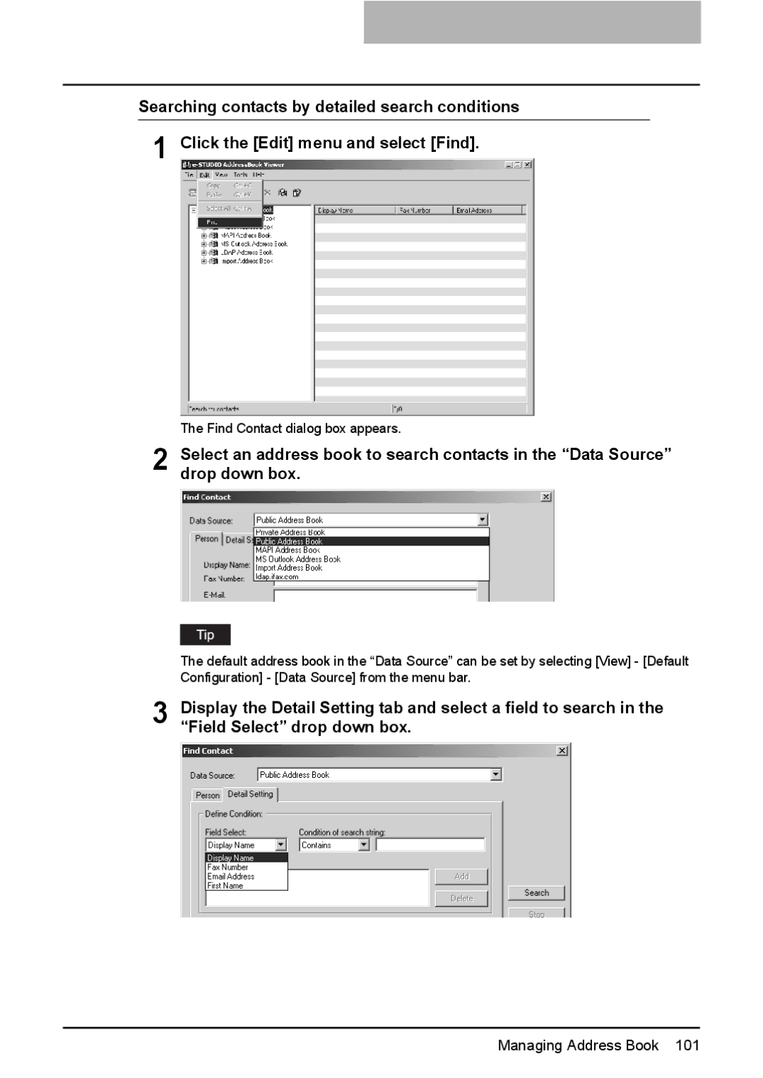 Toshiba GA-1191 manual Managing Address Book 