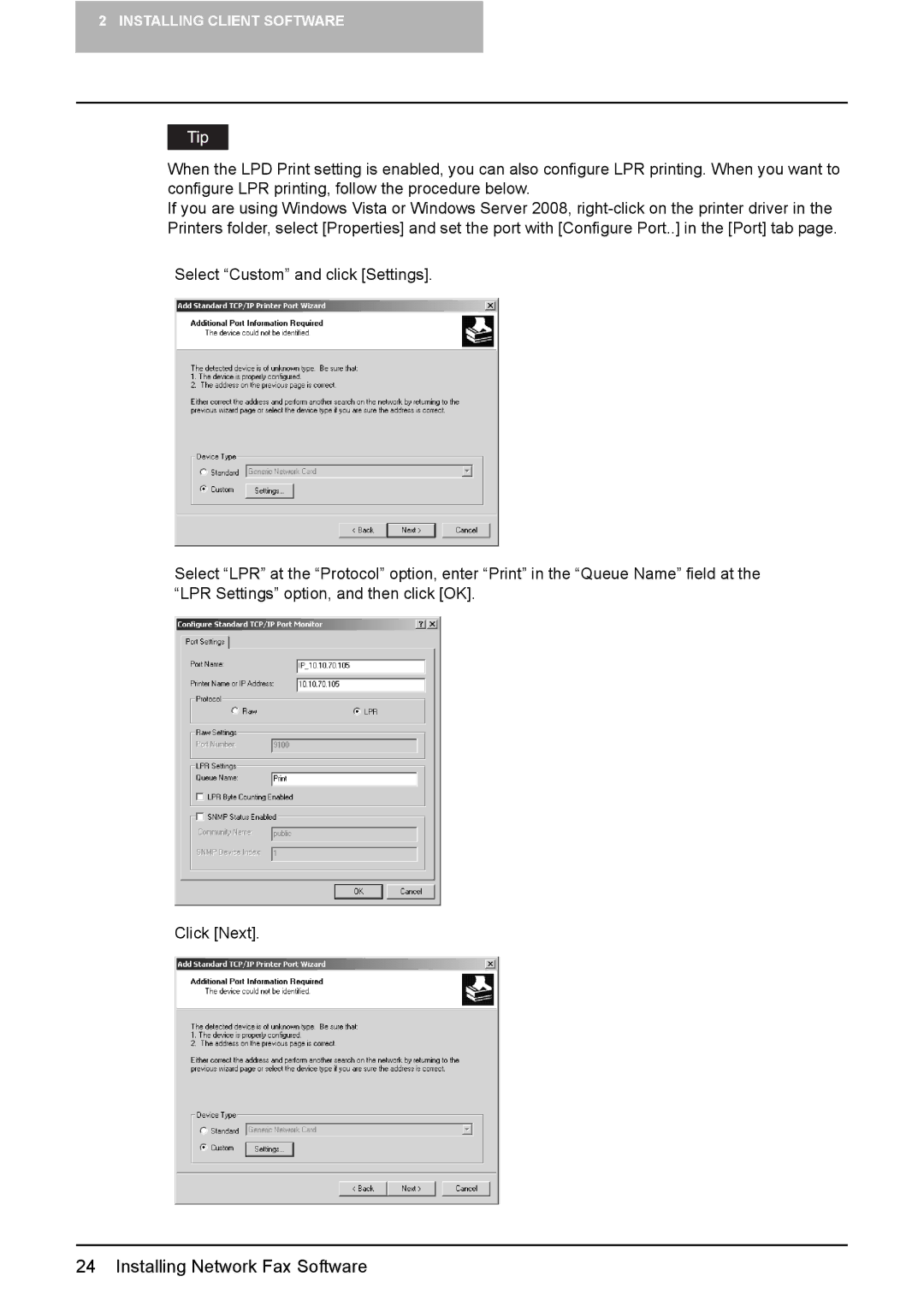 Toshiba GA-1191 manual Installing Network Fax Software 