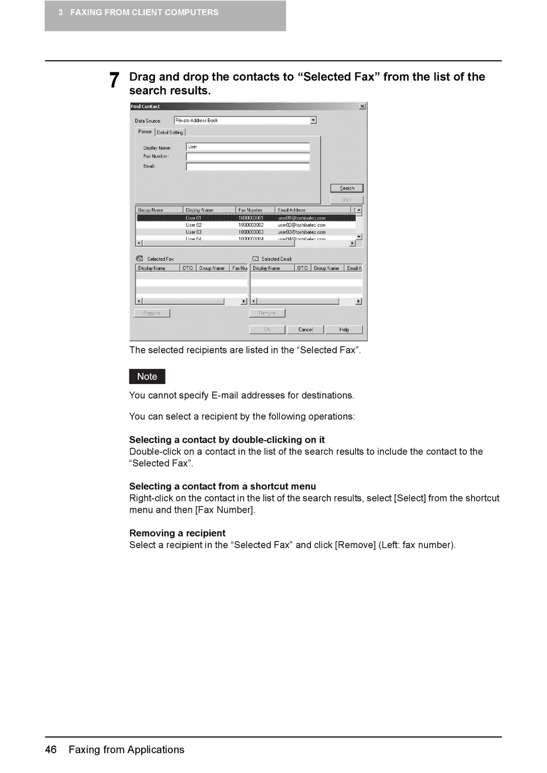 Toshiba GA-1191 manual Selecting a contact by double-clicking on it 