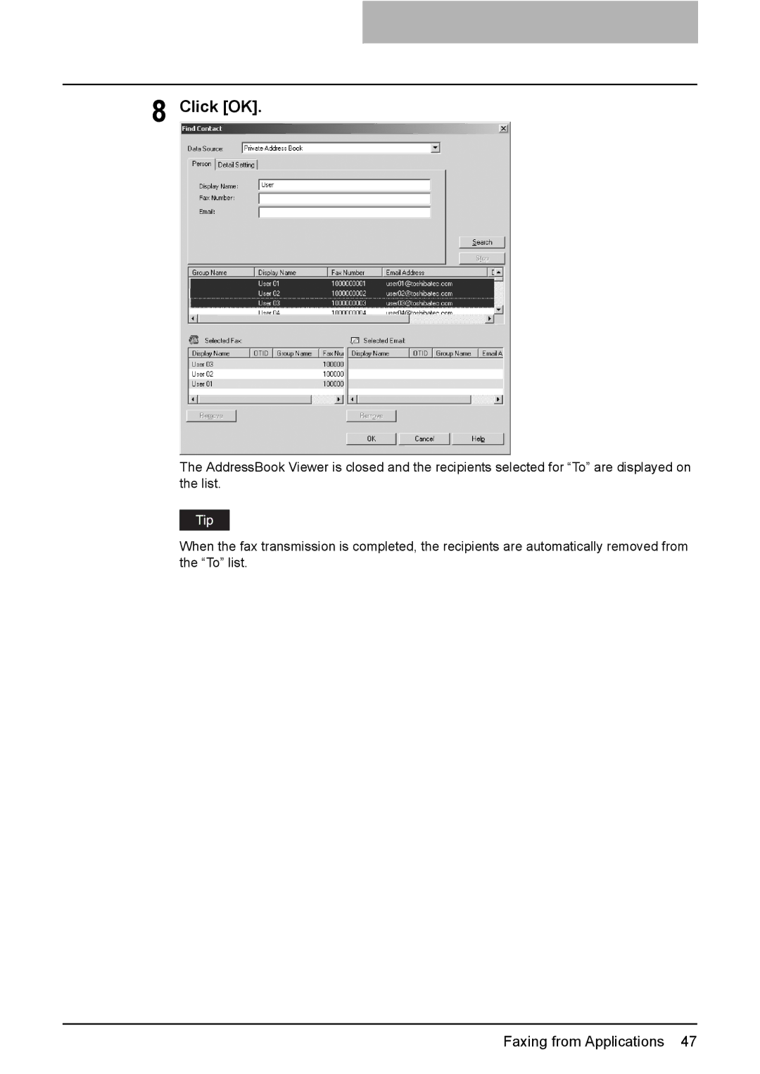 Toshiba GA-1191 manual Click OK 