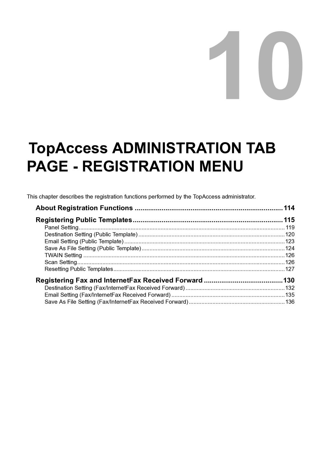 Toshiba GA-1201 setup guide Registration Menu, 130 