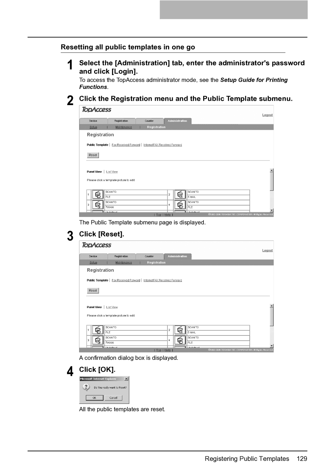 Toshiba GA-1201 setup guide Click Reset 