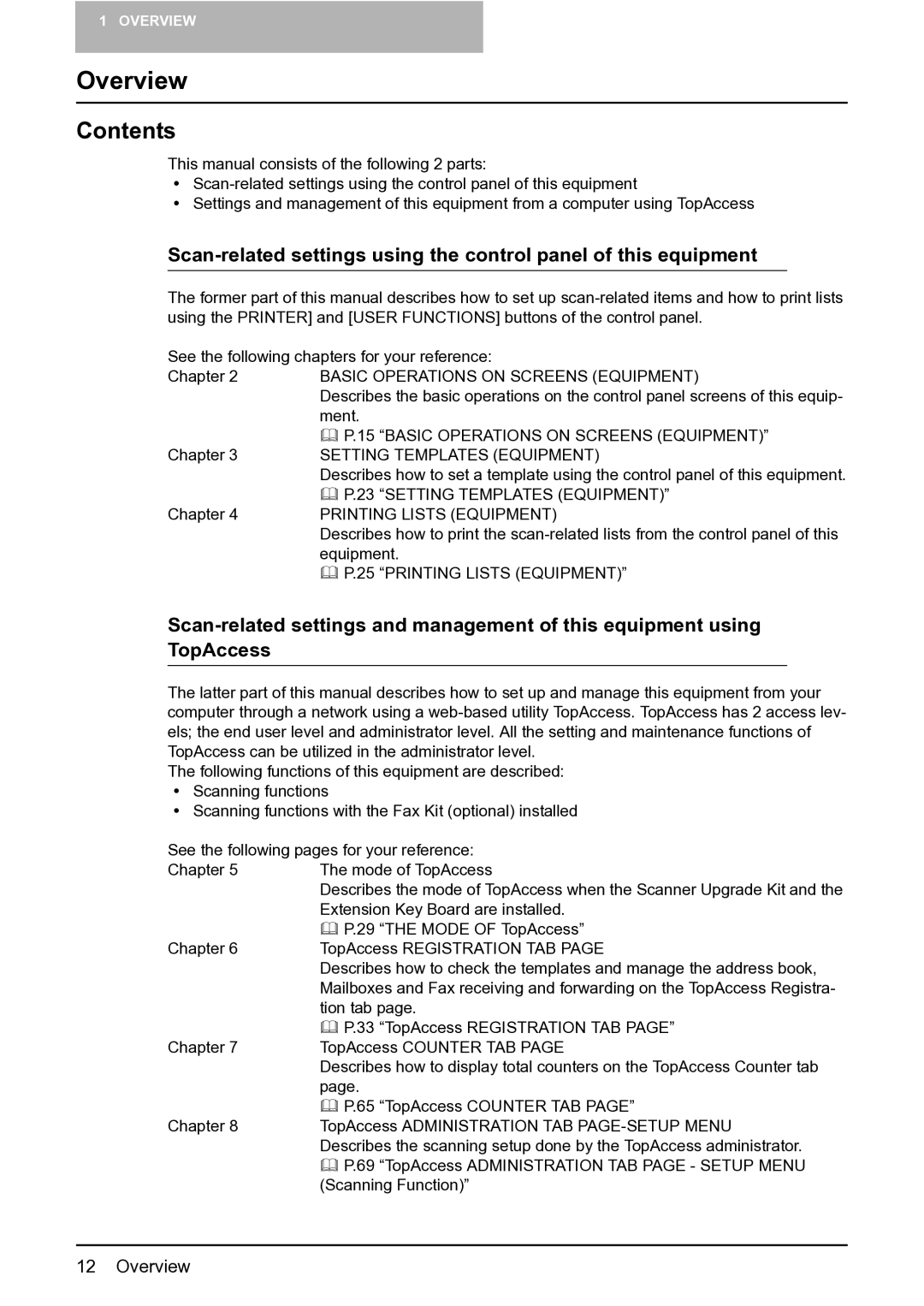 Toshiba GA-1201 setup guide Overview, Contents 