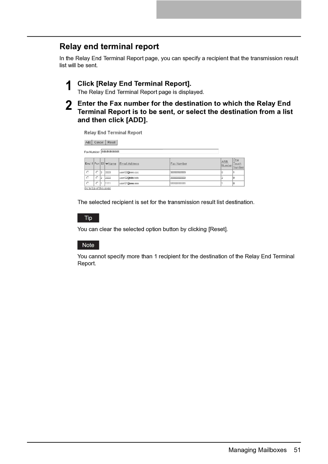 Toshiba GA-1201 setup guide Relay end terminal report 