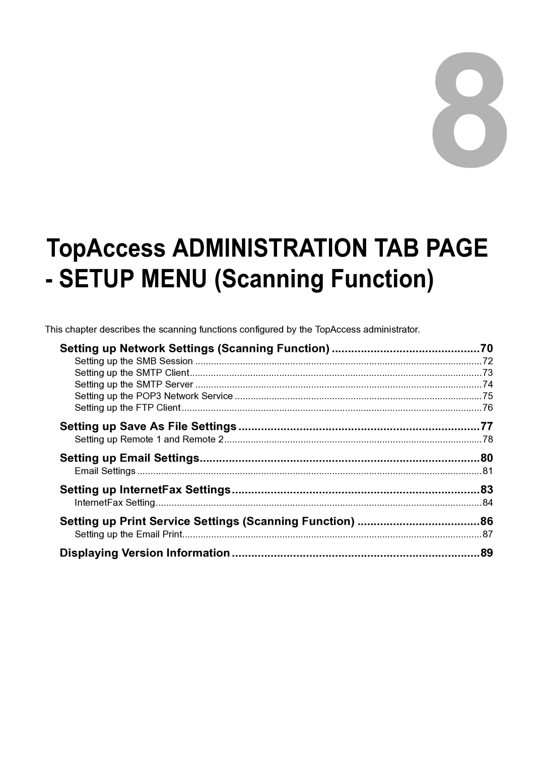 Toshiba GA-1201 setup guide Setting up Save As File Settings, Setting up Email Settings, Setting up InternetFax Settings 