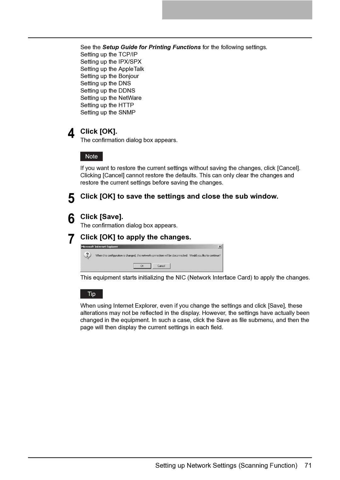 Toshiba GA-1201 setup guide Click Save, Click OK to apply the changes 