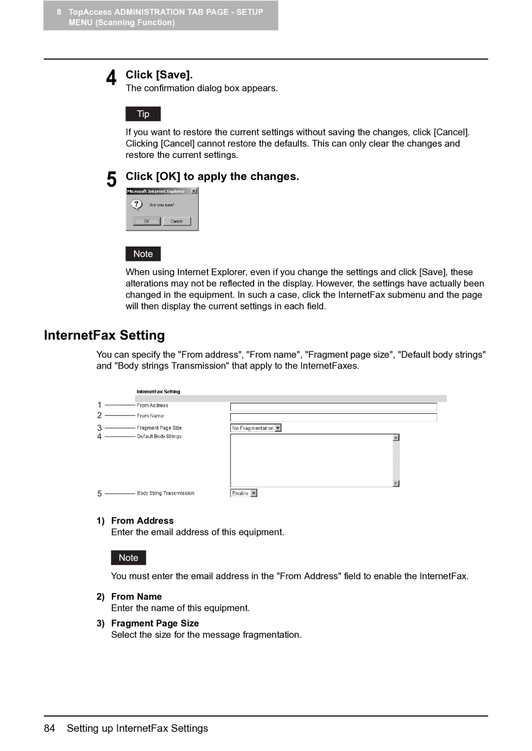 Toshiba GA-1201 setup guide InternetFax Setting, Fragment Page Size 