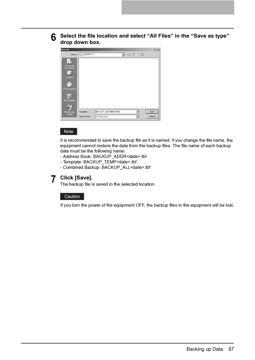 Toshiba GA-1201 setup guide Click Save 