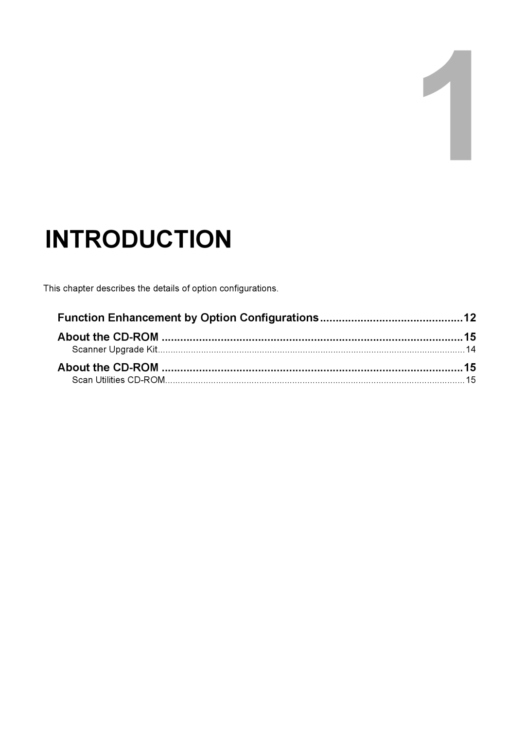 Toshiba GA-1201 This chapter describes the details of option configurations, Scanner Upgrade Kit, Scan Utilities CD-ROM 