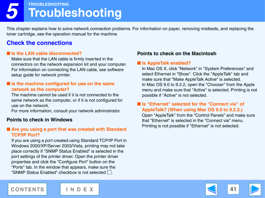 Toshiba GA-1330 manual Troubleshooting, Check the connections, Points to check in Windows, Points to check on the Macintosh 