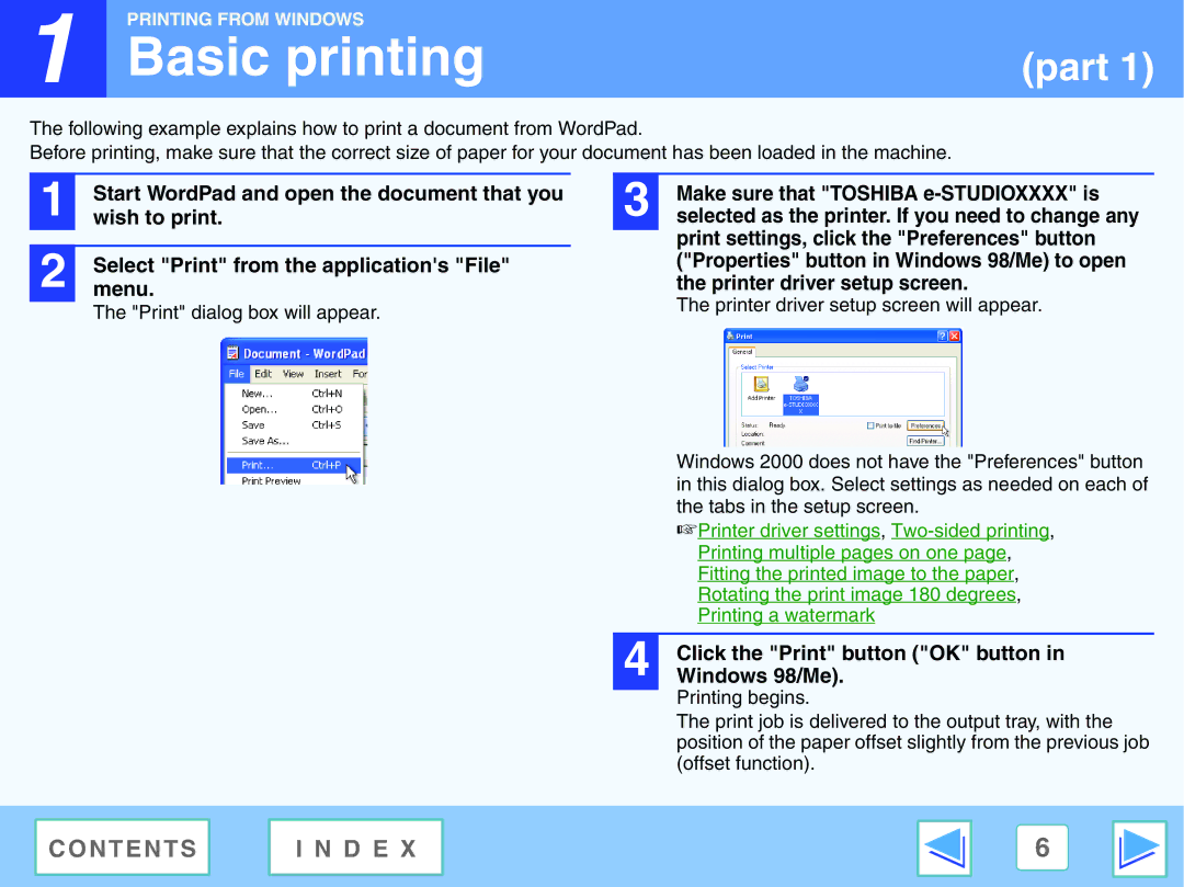 Toshiba GA-1330 manual Basic printing, Wish to print, Make sure that Toshiba e-STUDIOXXXX is 