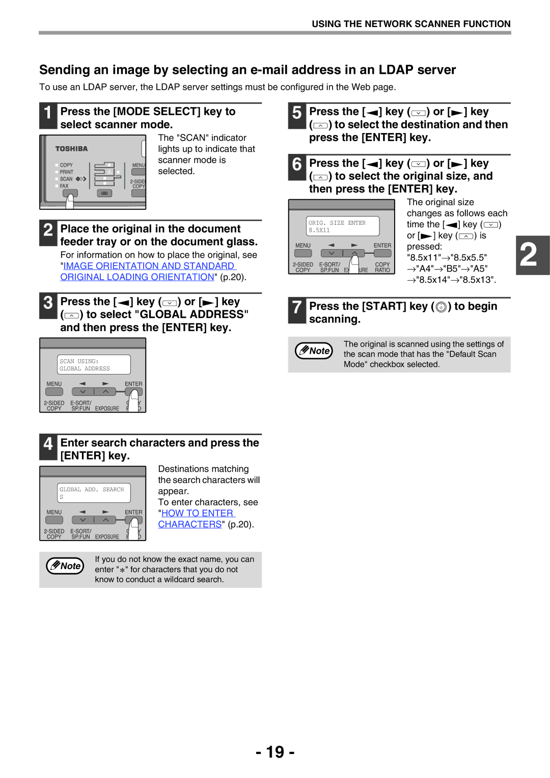 Toshiba GA-1330 manual Enter search characters and press the Enter key, Characters p.20 