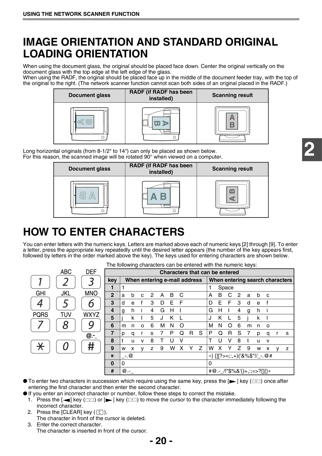 Toshiba GA-1330 manual Image Orientation and Standard Original Loading Orientation, HOW to Enter Characters 