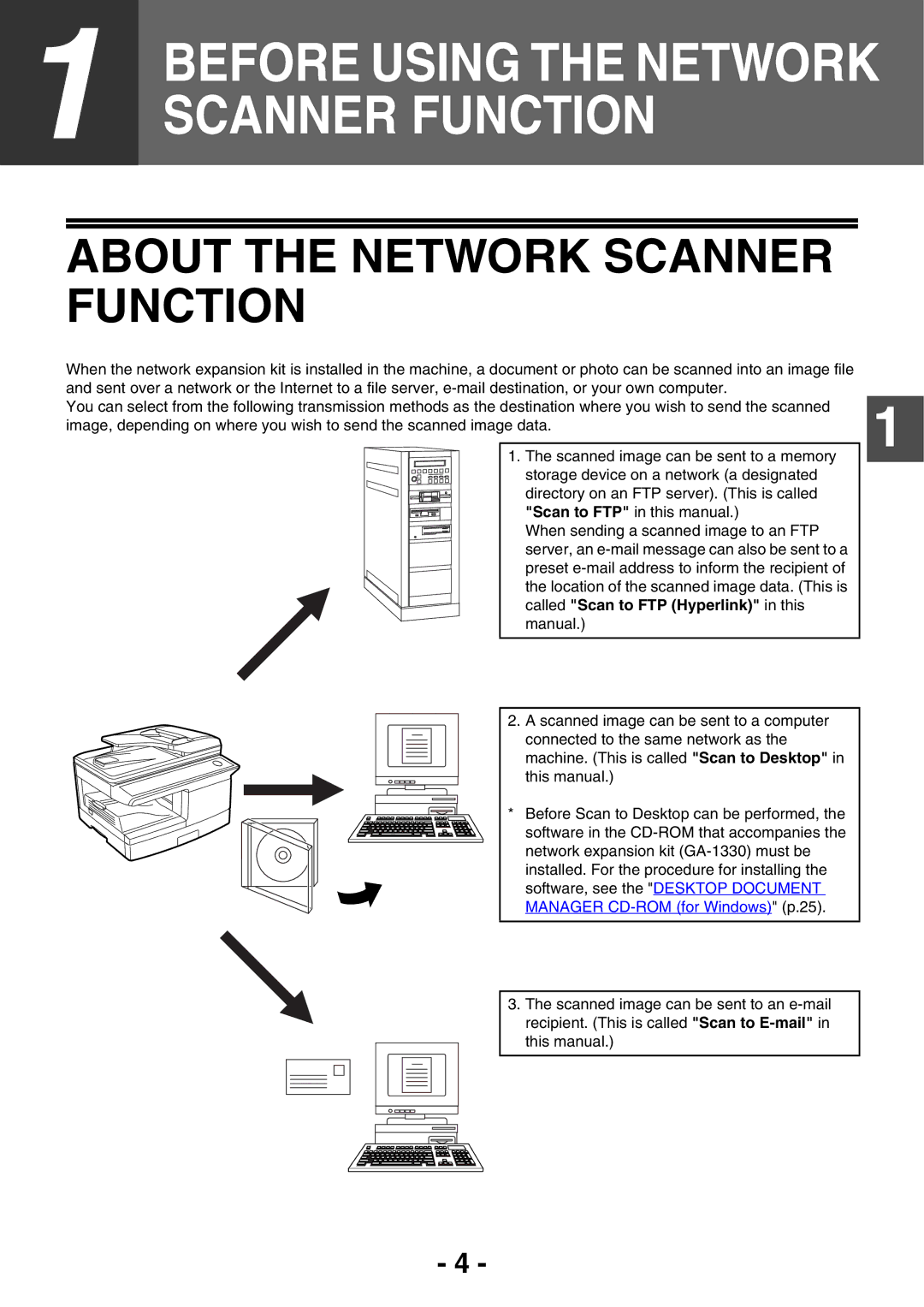 Toshiba GA-1330 manual Before Using the Network Scanner Function, About the Network Scanner Function 