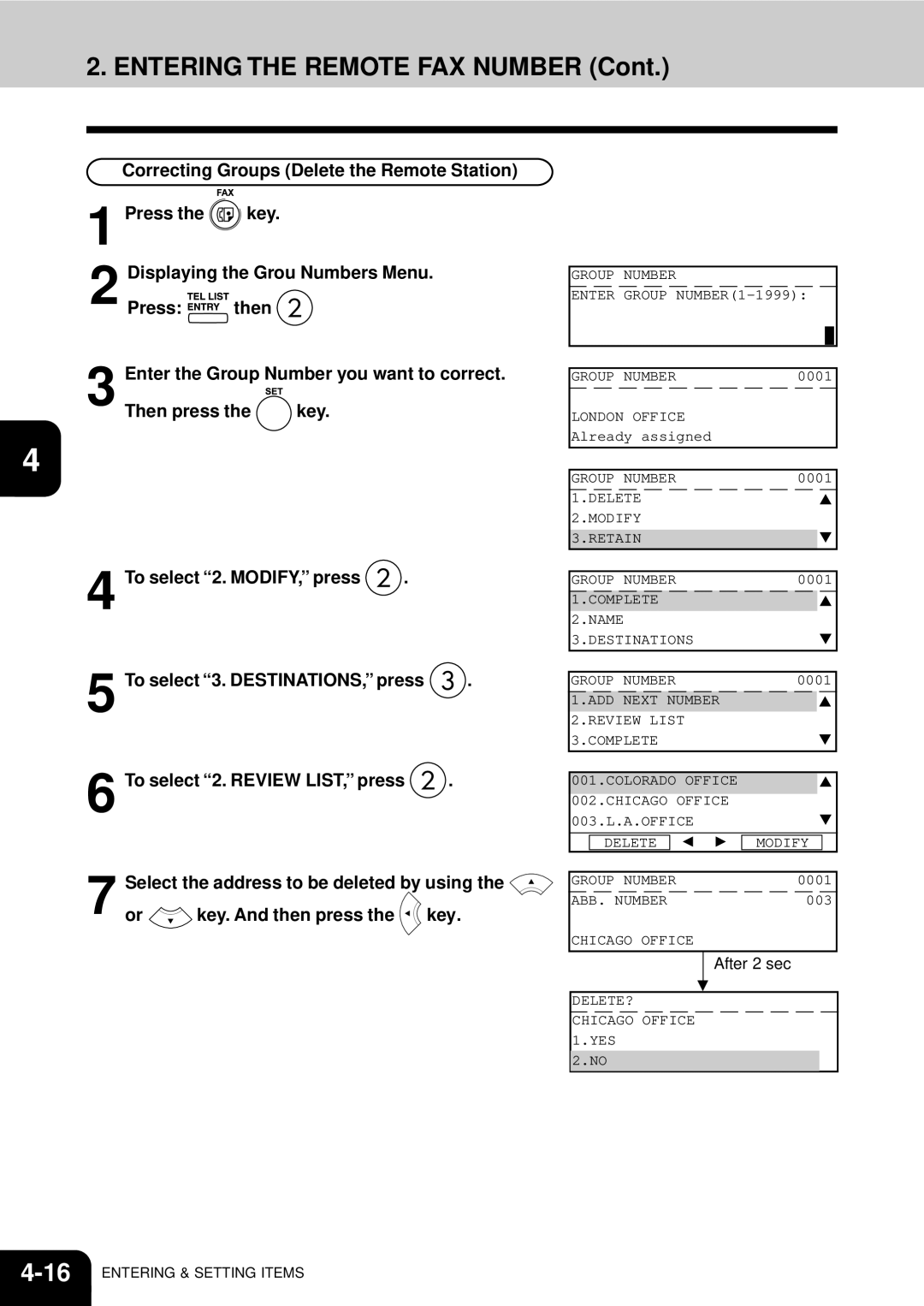 Toshiba GD-1060 manual 16ENTERING & Setting Items 