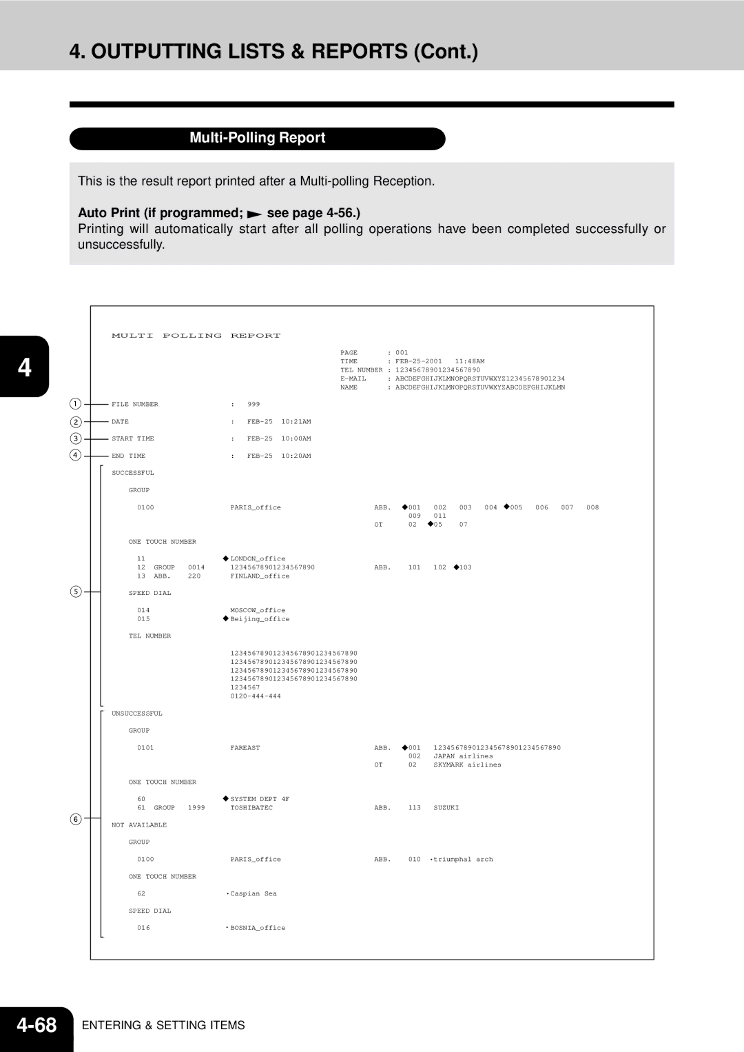 Toshiba GD-1060 manual Multi-Polling Report 