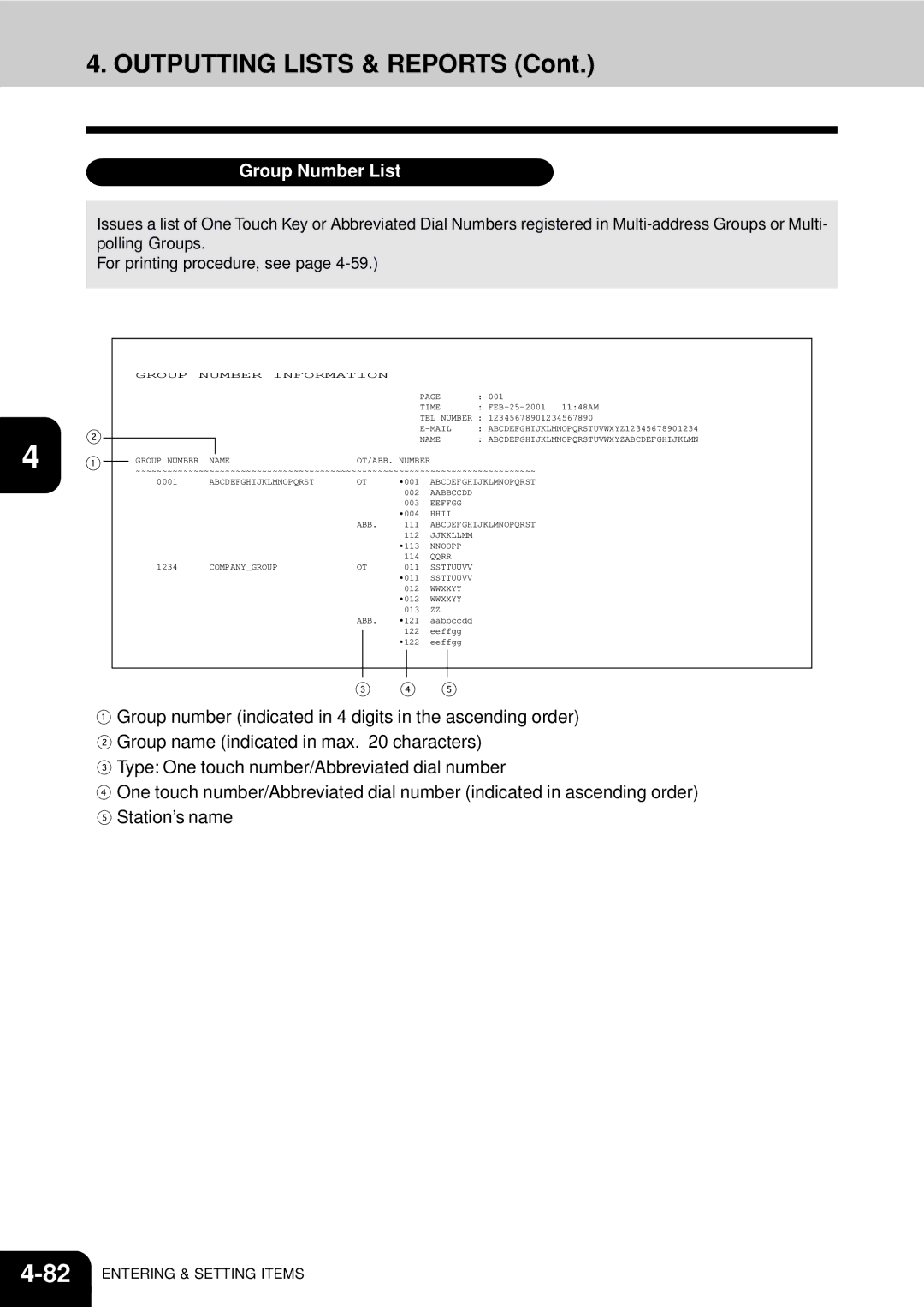 Toshiba GD-1060 manual Group Number List 