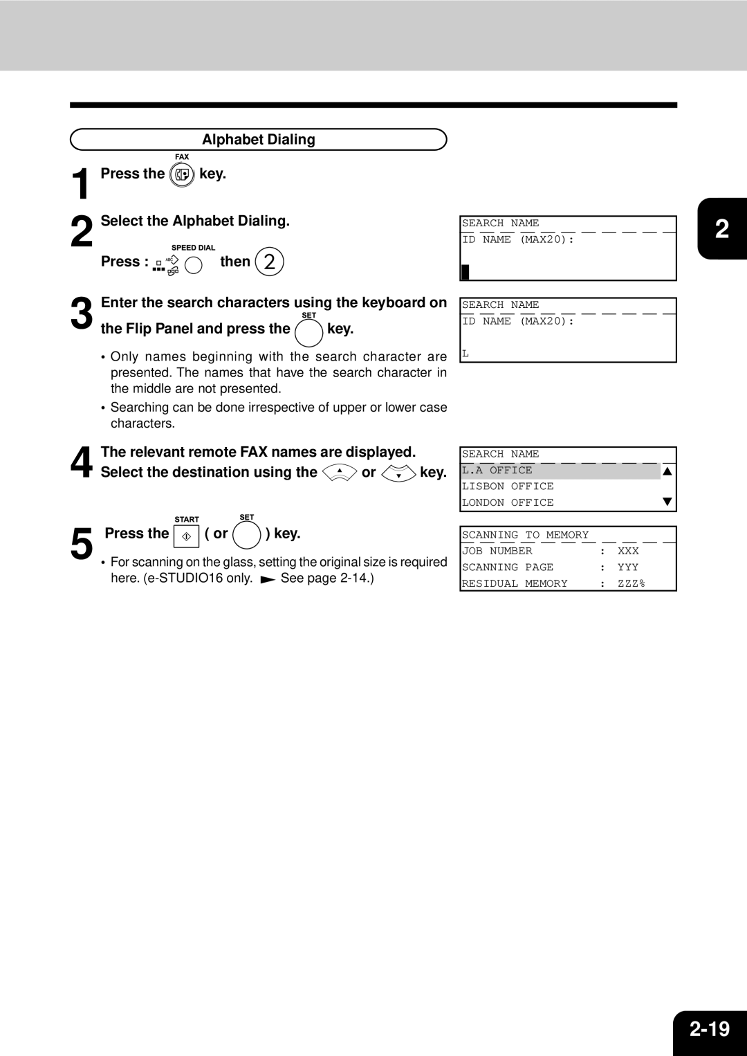 Toshiba GD-1060 manual Alphabet Dialing 