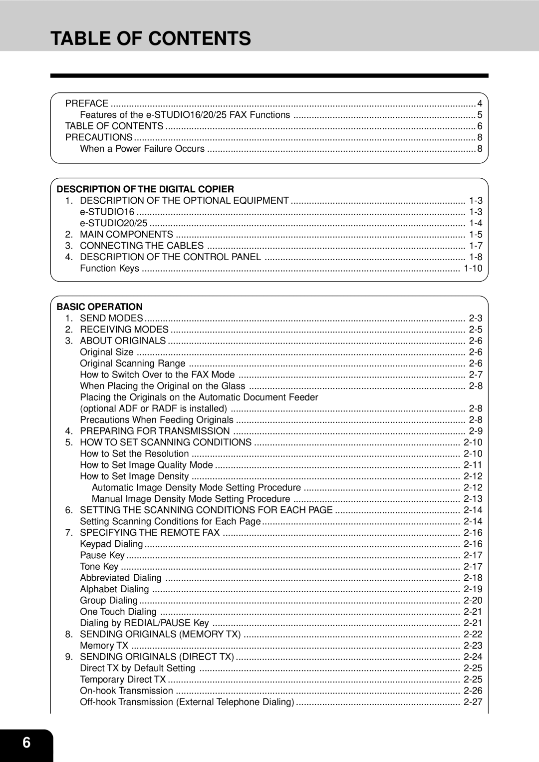 Toshiba GD-1060 manual Table of Contents 