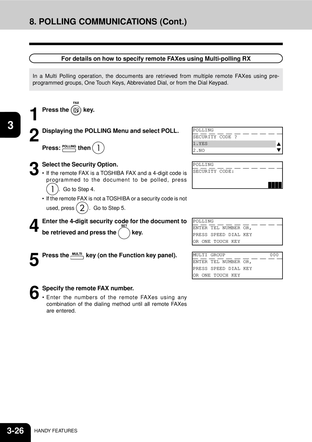 Toshiba GD-1060 manual Programmed to the document to be polled, press 