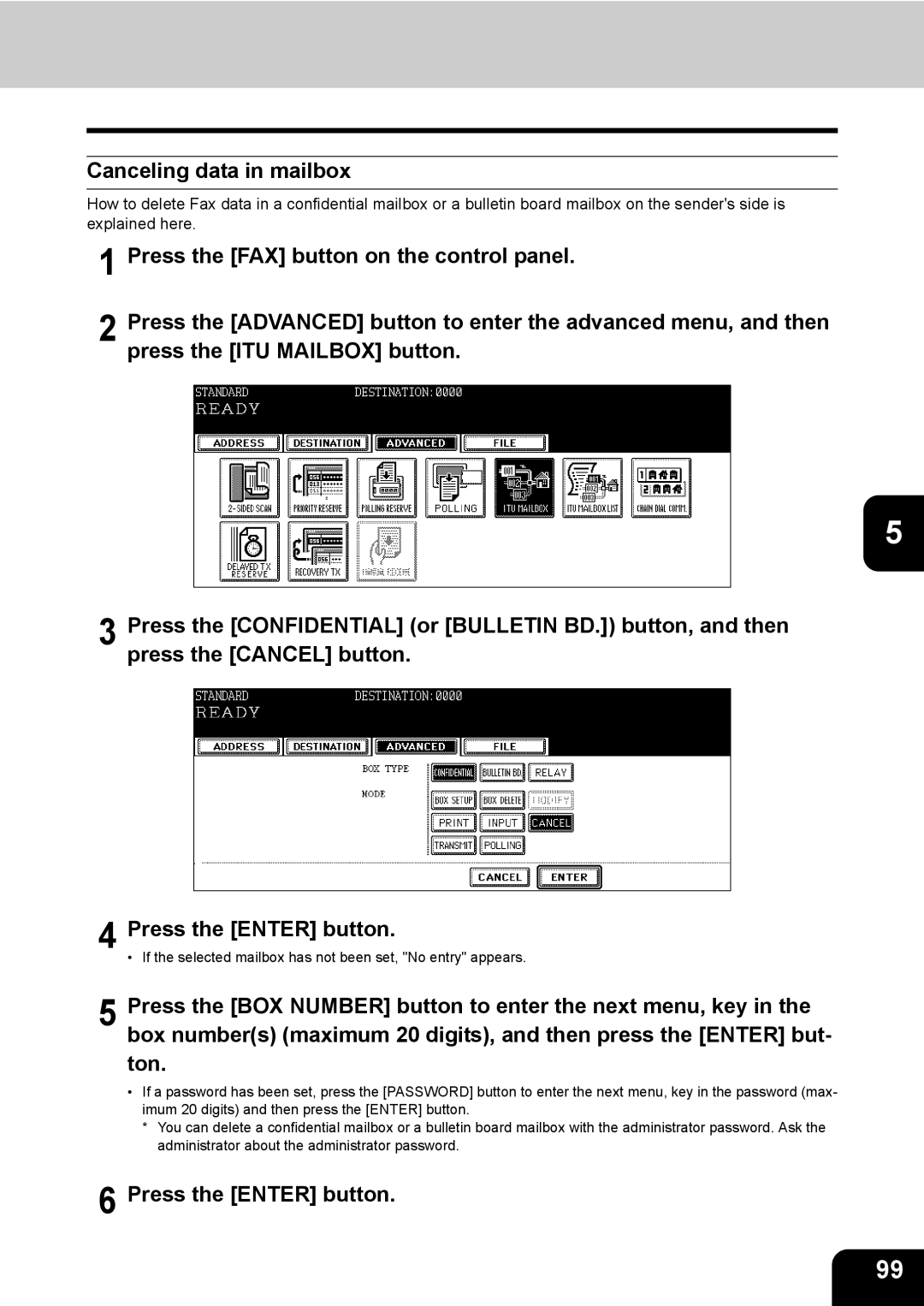 Toshiba GD-1170 manual Canceling data in mailbox 