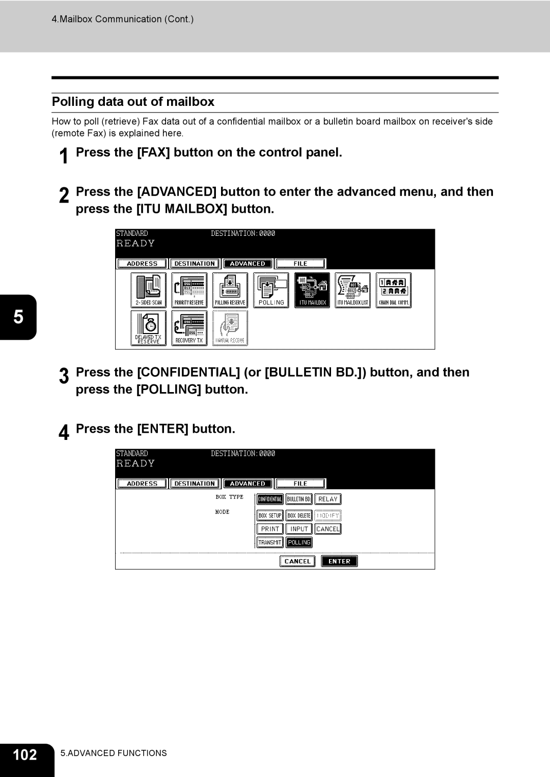 Toshiba GD-1170 manual 102, Polling data out of mailbox 