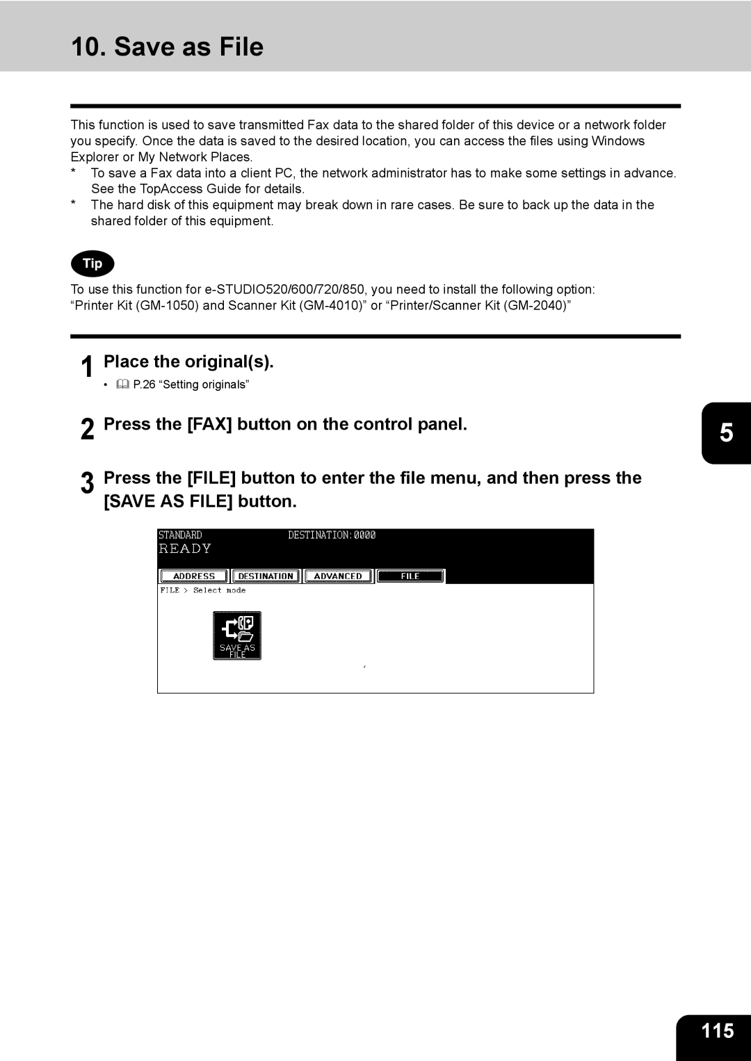 Toshiba GD-1170 manual Save as File, 115 