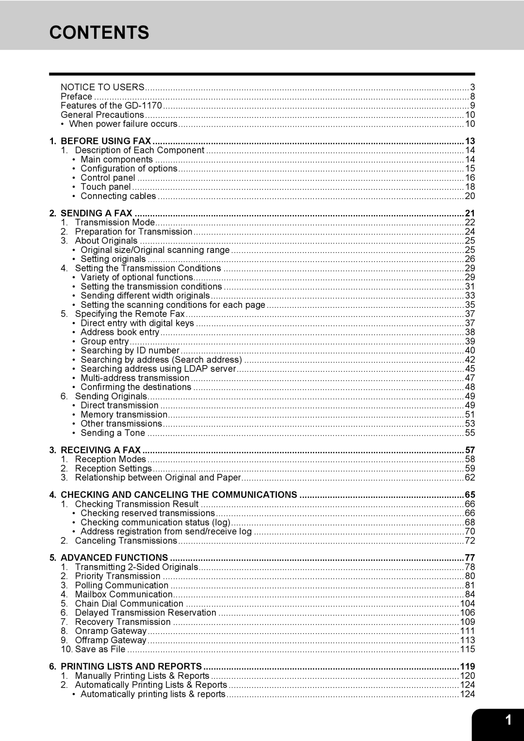 Toshiba GD-1170 manual Contents 