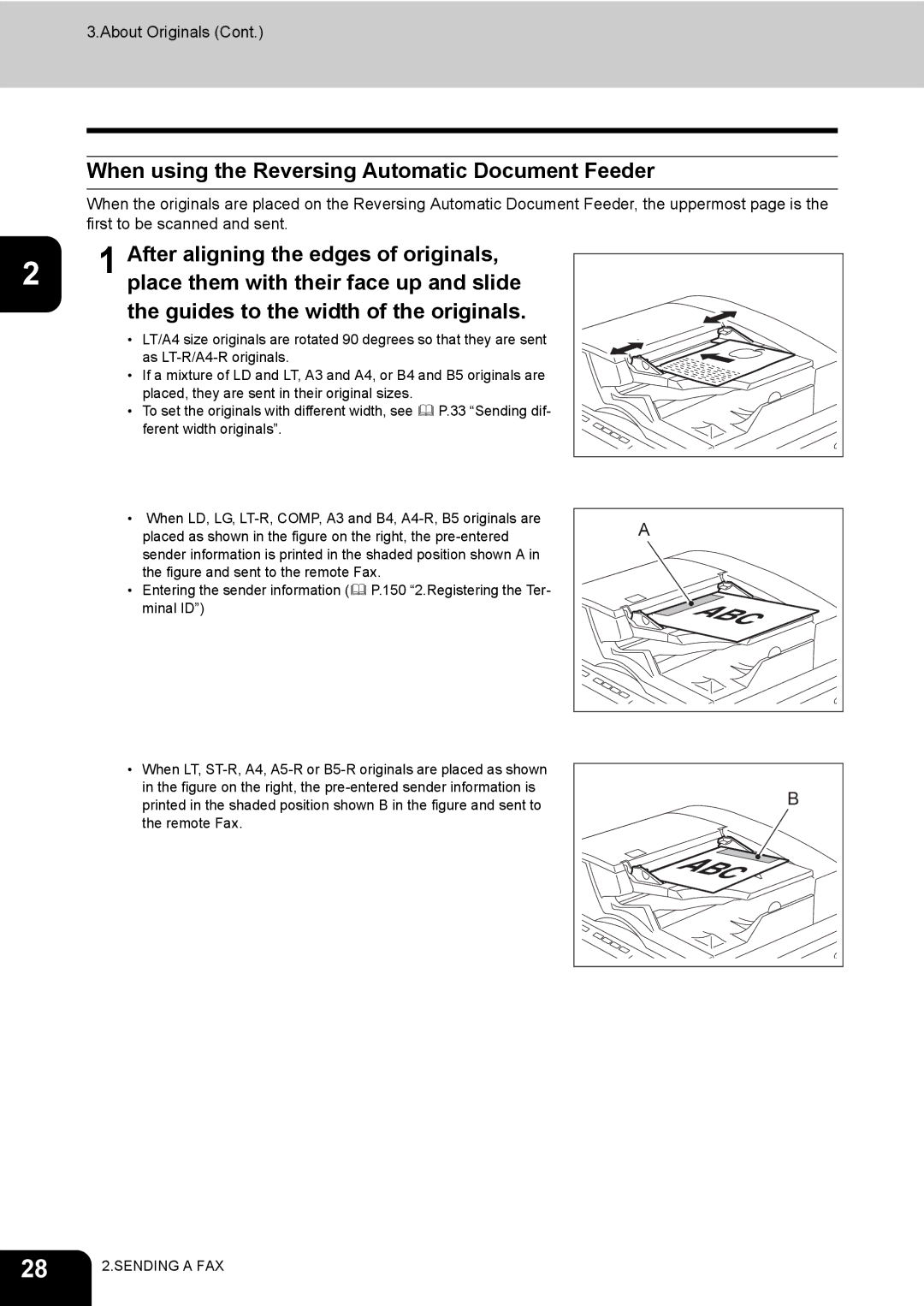 Toshiba GD-1170 manual When using the Reversing Automatic Document Feeder, After aligning the edges of originals 