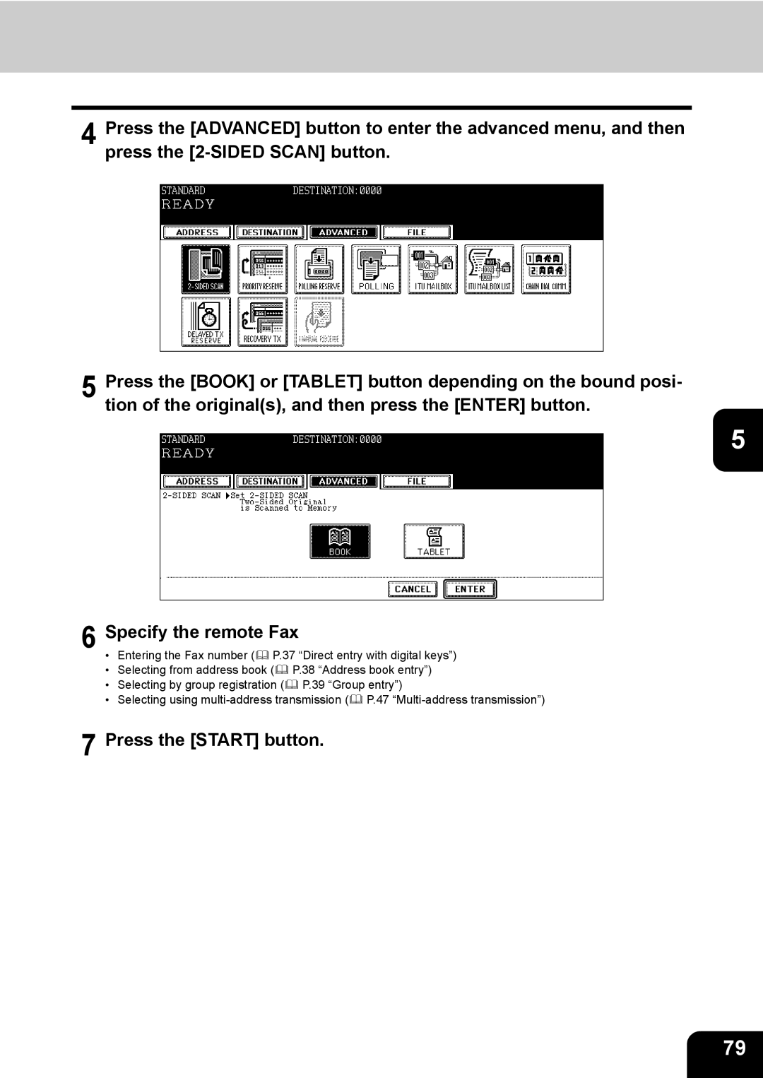 Toshiba GD-1170 manual Entering the Fax number P.37 Direct entry with digital keys 