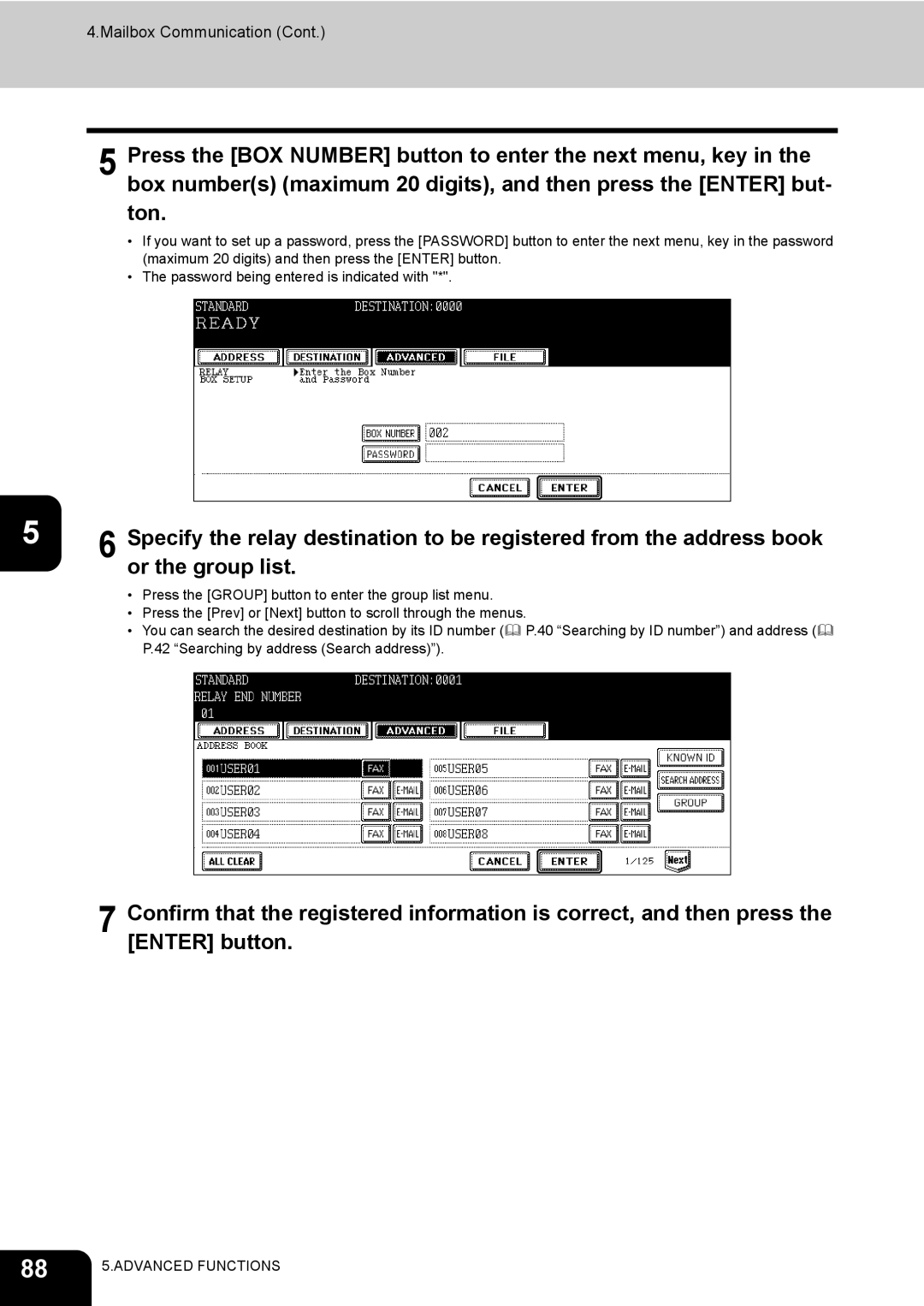 Toshiba GD-1170 manual Mailbox Communication 