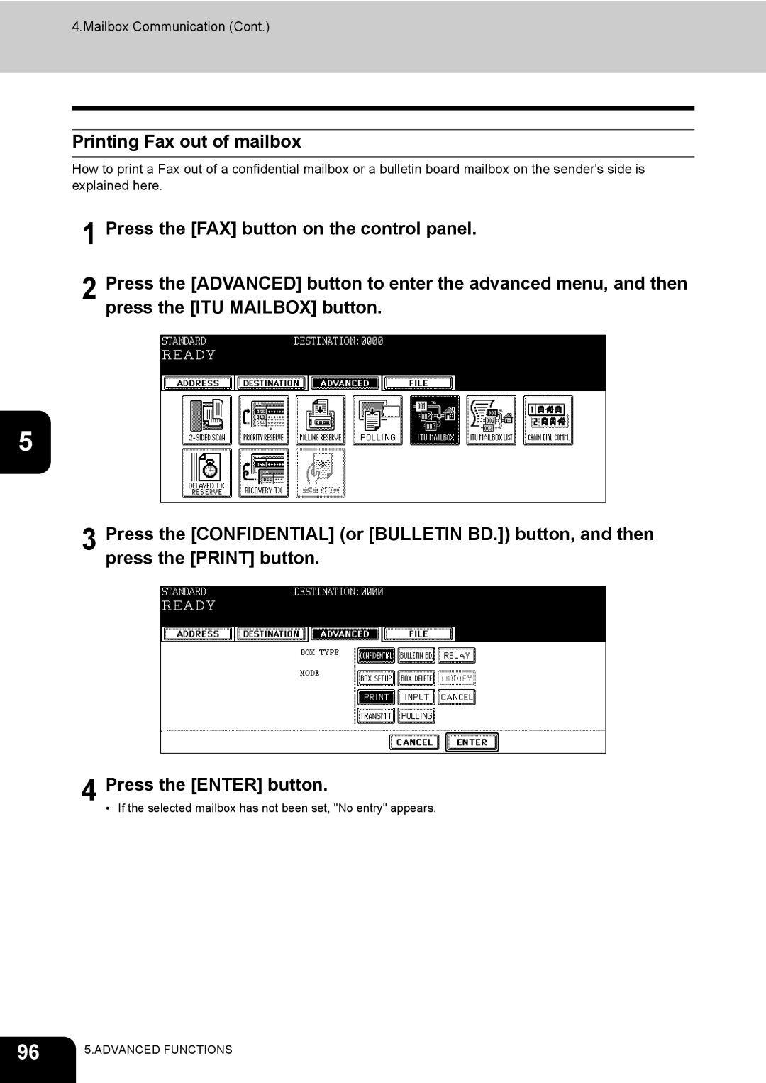 Toshiba GD-1170 manual Printing Fax out of mailbox 