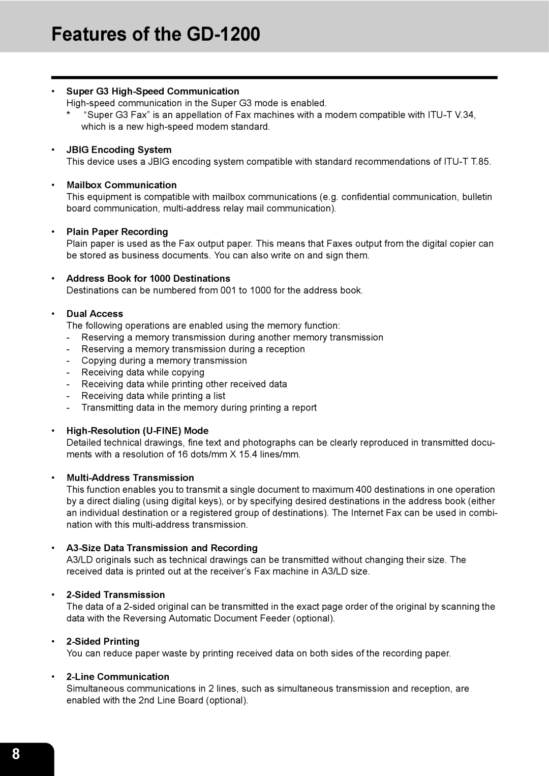 Toshiba manual Features of the GD-1200 