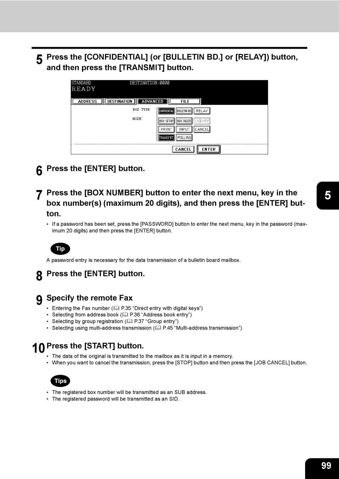 Toshiba GD-1200 manual Press the Enter button Specify the remote Fax, 10Press the Start button 