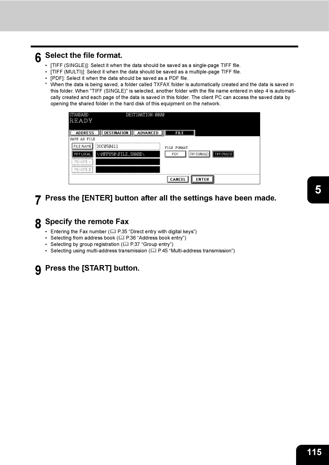 Toshiba GD-1200 manual 115, Select the file format 