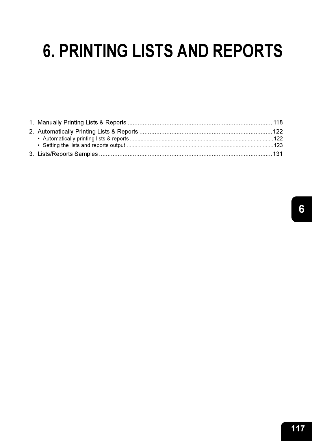 Toshiba GD-1200 manual Printing Lists and Reports, 117 