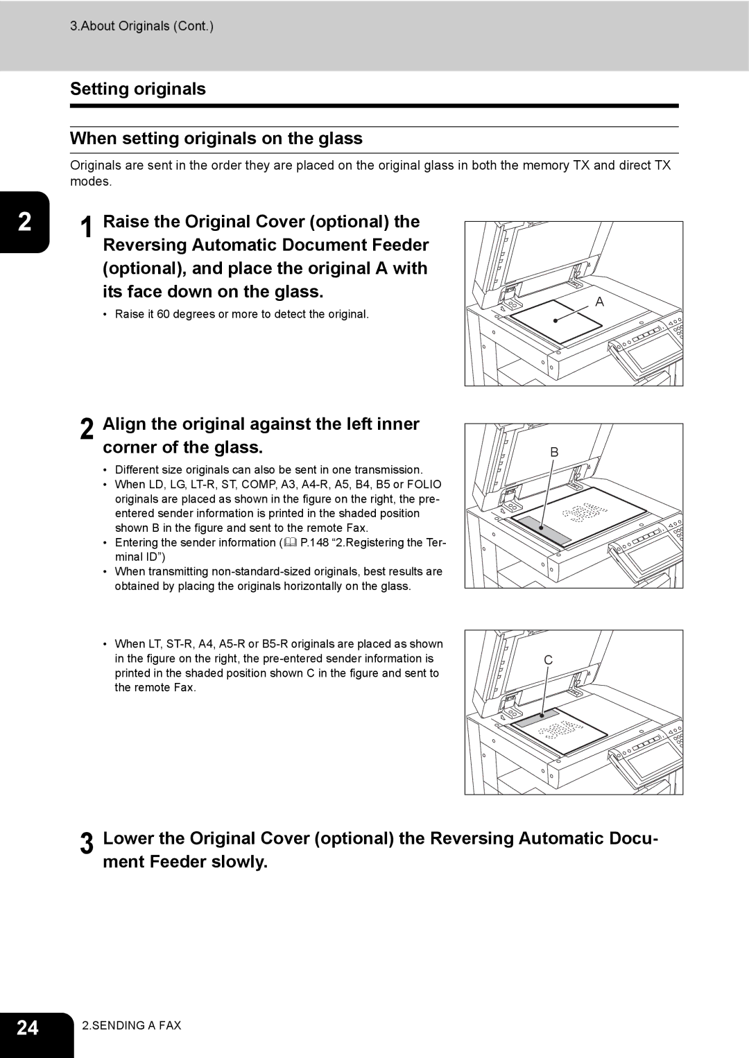 Toshiba GD-1200 manual Setting originals When setting originals on the glass 