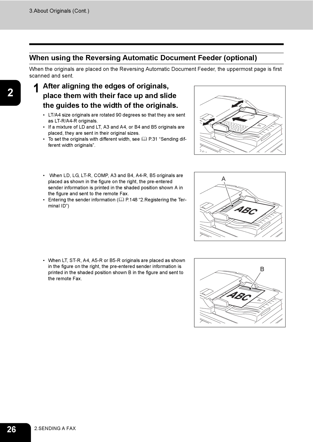 Toshiba GD-1200 manual When using the Reversing Automatic Document Feeder optional, After aligning the edges of originals 