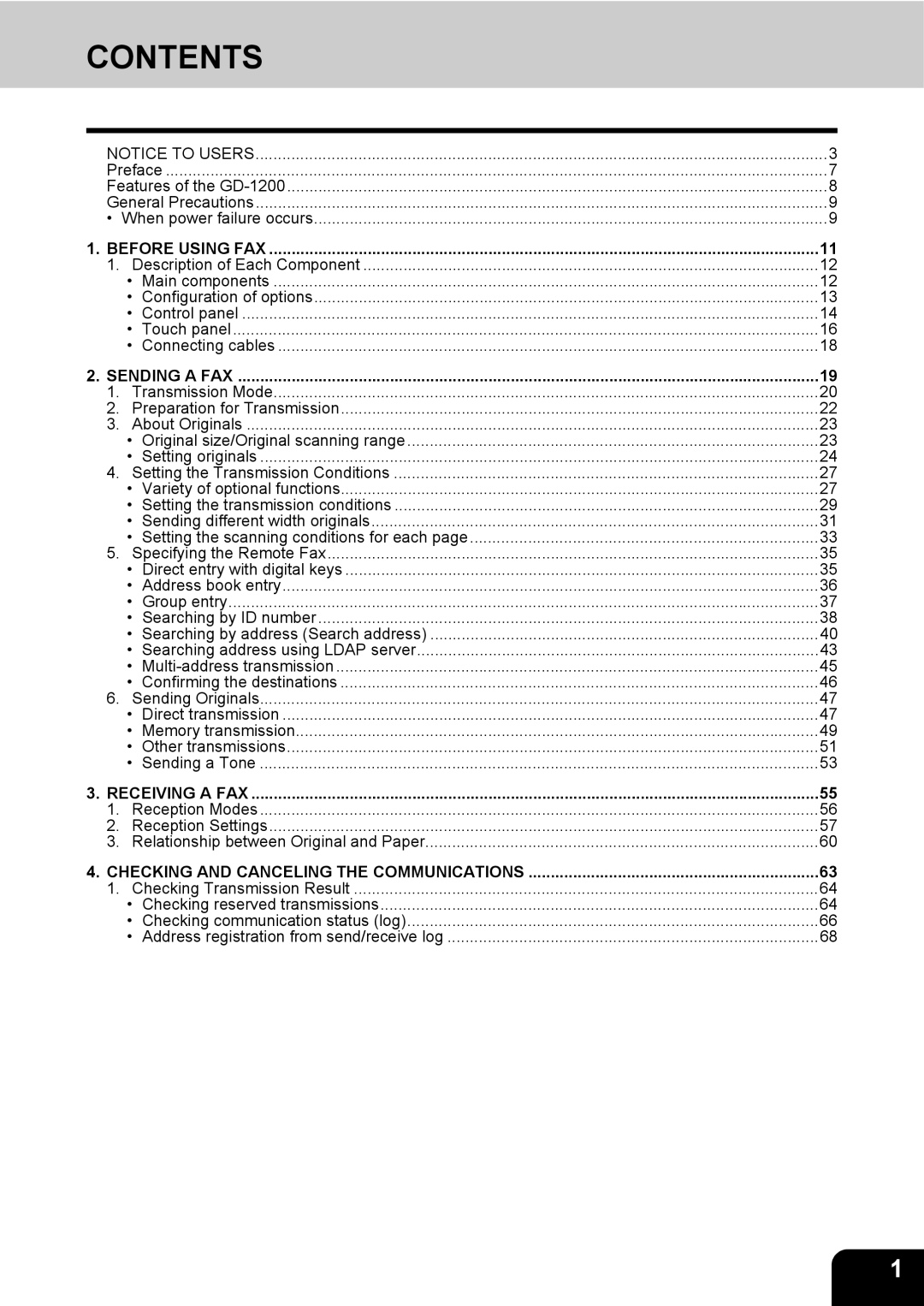 Toshiba GD-1200 manual Contents 