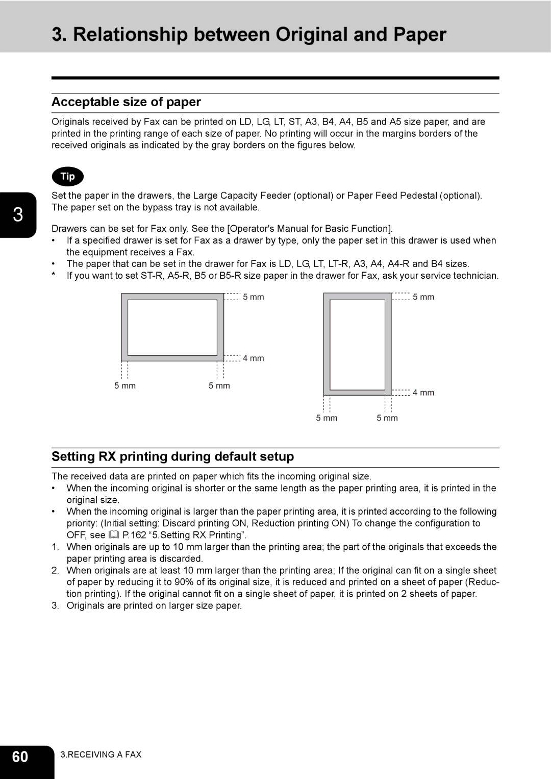 Toshiba GD-1200 manual Relationship between Original and Paper, Acceptable size of paper 