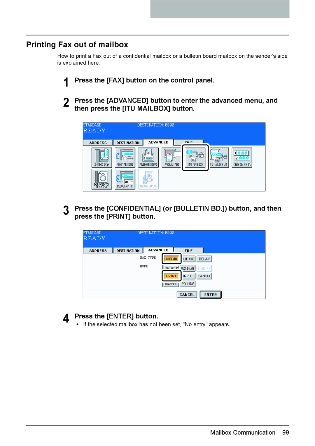 Toshiba GD-1210 manual Printing Fax out of mailbox 