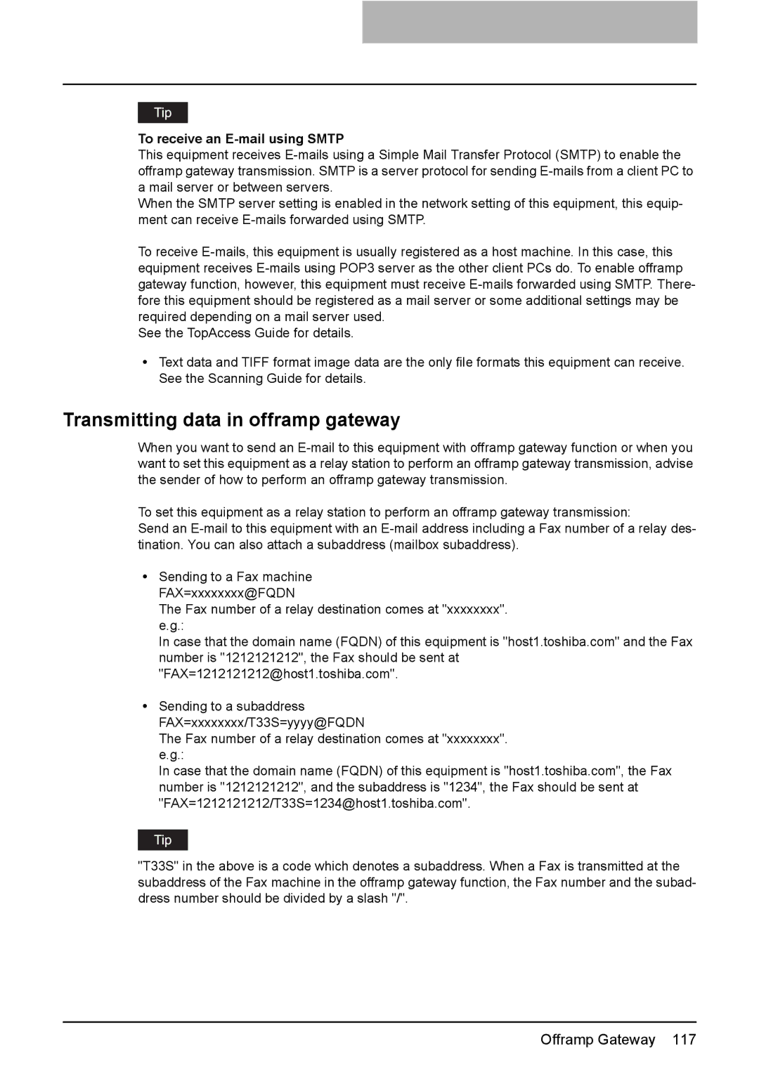 Toshiba GD-1210 manual Transmitting data in offramp gateway, To receive an E-mail using Smtp 