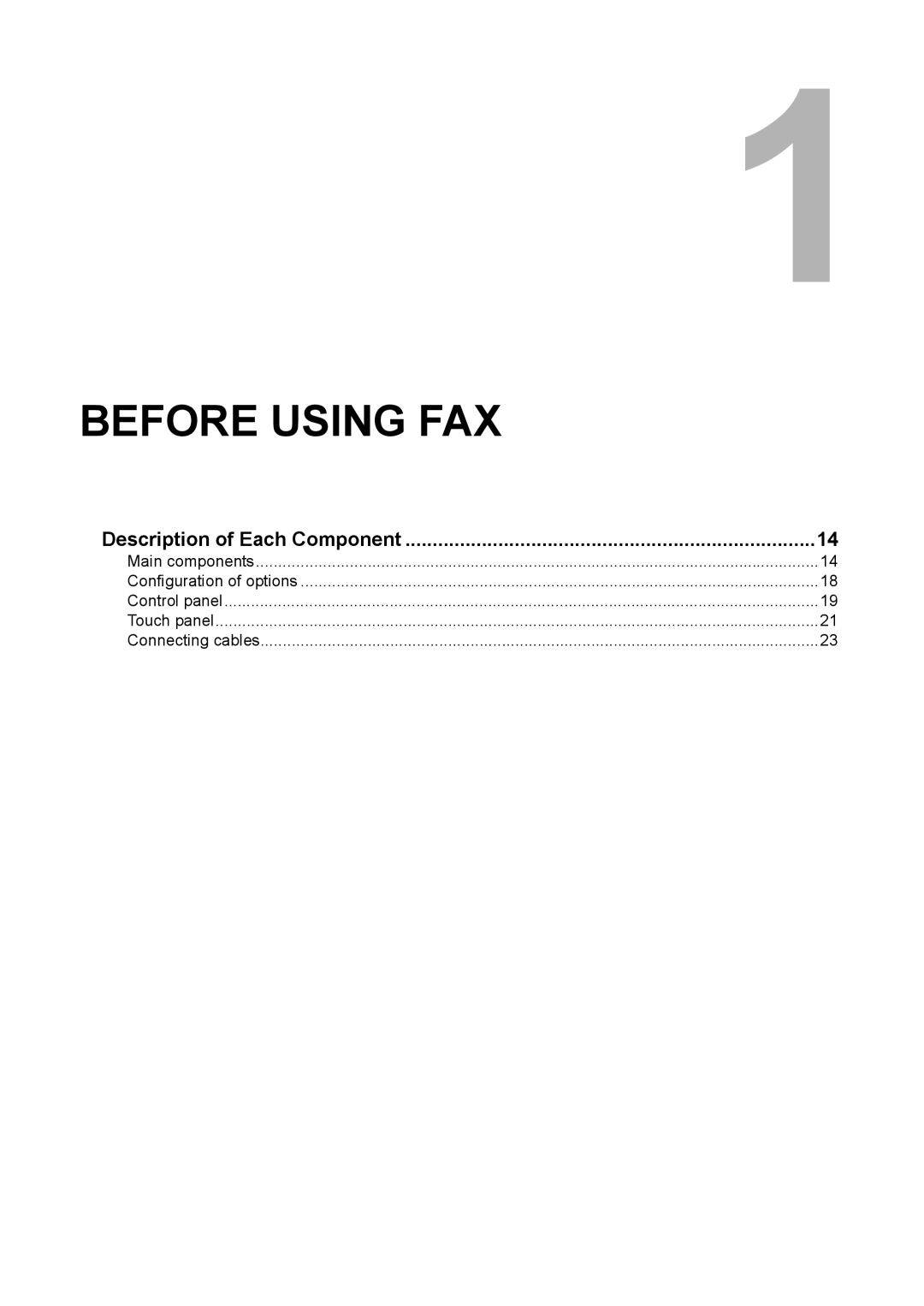 Toshiba GD-1210 manual Before Using FAX, Description of Each Component 